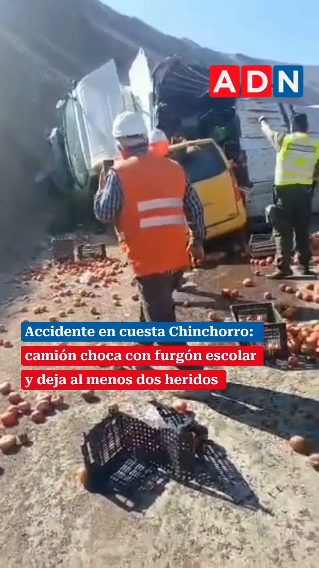 Accidente en cuesta Chinchorro: camión choca con furgón escolar y deja al menos dos heridos